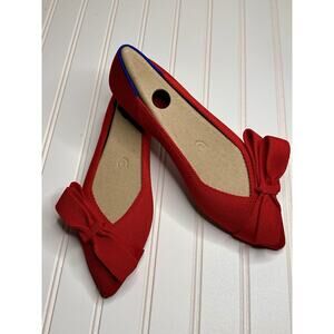 Rothy’s The Bow Point II Women’s Size 7.5 Cupid Red Flat Point Toe Shoes NWOB